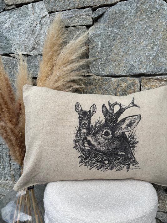 Coussin Rectangulaire CHEVREUIL ET CHEVRETTE