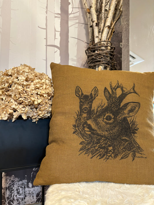 Coussin carré CHEVREUIL ET CHEVRETTE