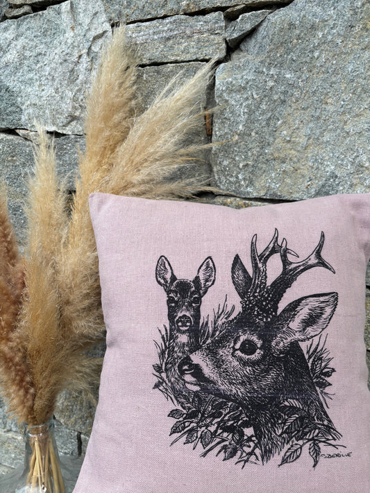 Coussin carré CHEVREUIL ET CHEVRETTE