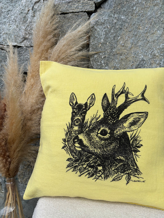 Coussin carré CHEVREUIL ET CHEVRETTE