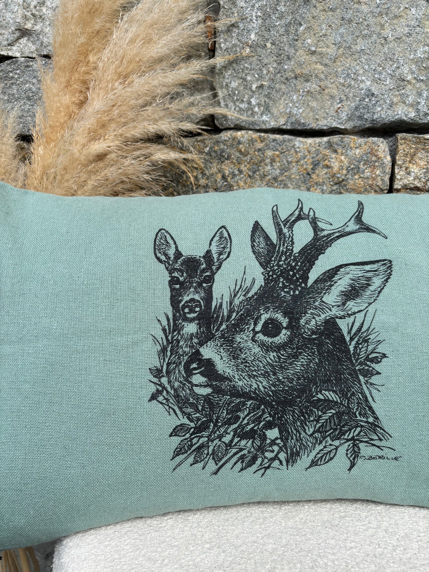 Coussin Rectangulaire CHEVREUIL ET CHEVRETTE