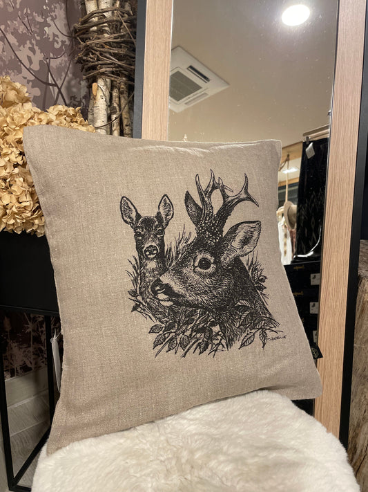 Coussin carré CHEVREUIL ET CHEVRETTE