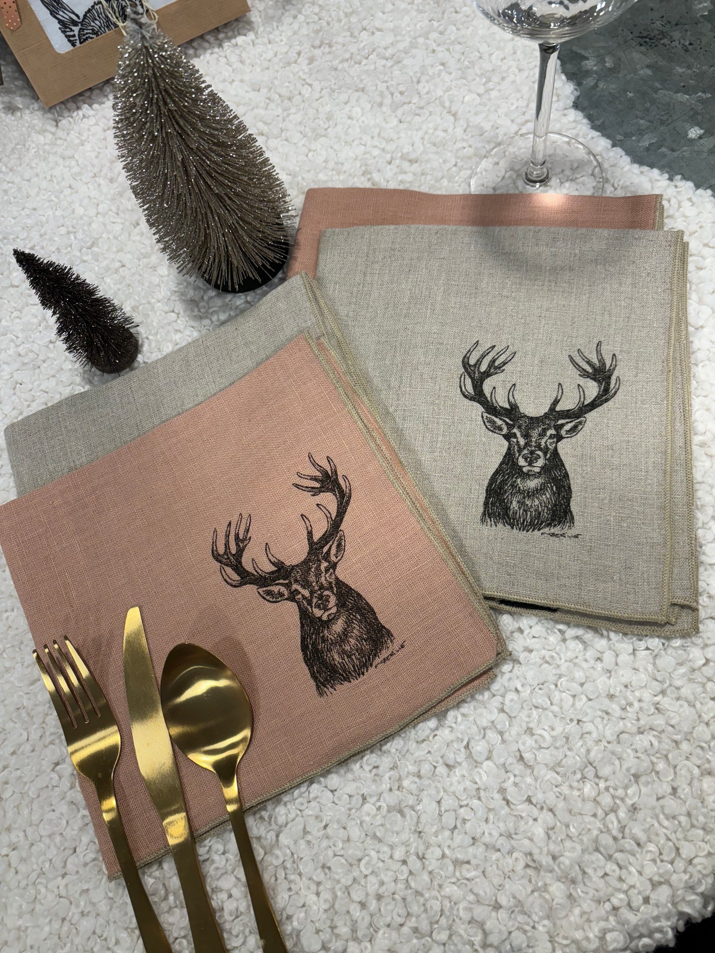 Coffret 4 serviettes de table CERF