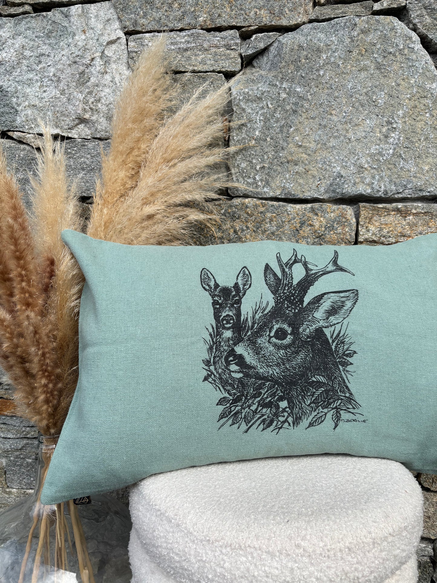 Coussin Rectangulaire CHEVREUIL ET CHEVRETTE
