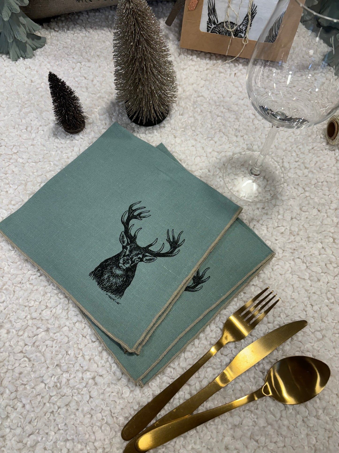 Coffret 2 serviettes de table CERF