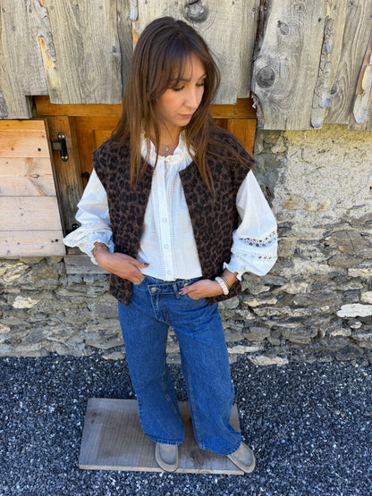 Gilet sans manches LOUNA léopard  🇮🇹