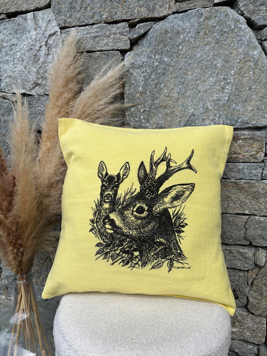 Coussin carré CHEVREUIL ET CHEVRETTE
