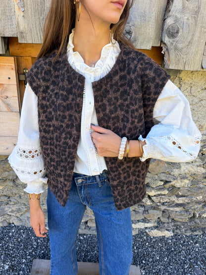 Gilet sans manches LOUNA léopard  🇮🇹