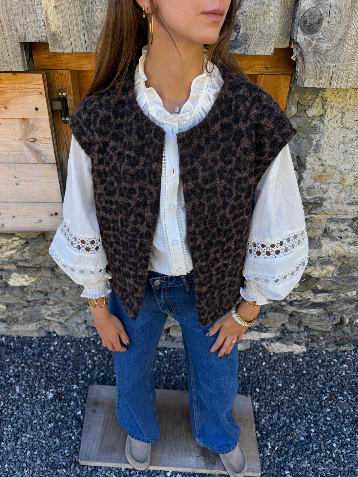Gilet sans manches LOUNA léopard  🇮🇹