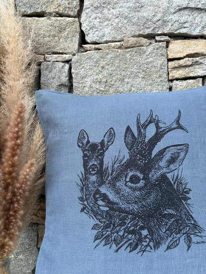 Coussin carré CHEVREUIL ET CHEVRETTE