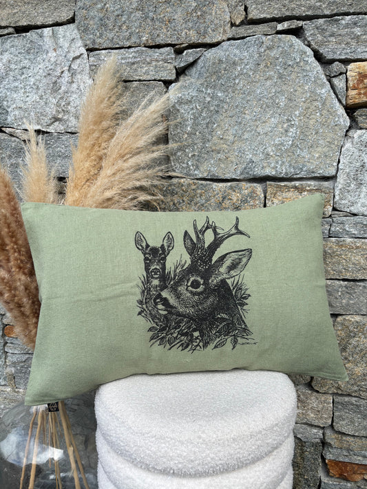 Coussin Rectangulaire CHEVREUIL ET CHEVRETTE