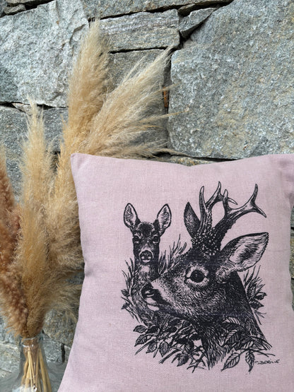 Coussin carré CHEVREUIL ET CHEVRETTE