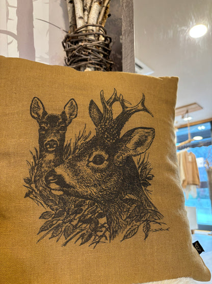 Coussin carré CHEVREUIL ET CHEVRETTE