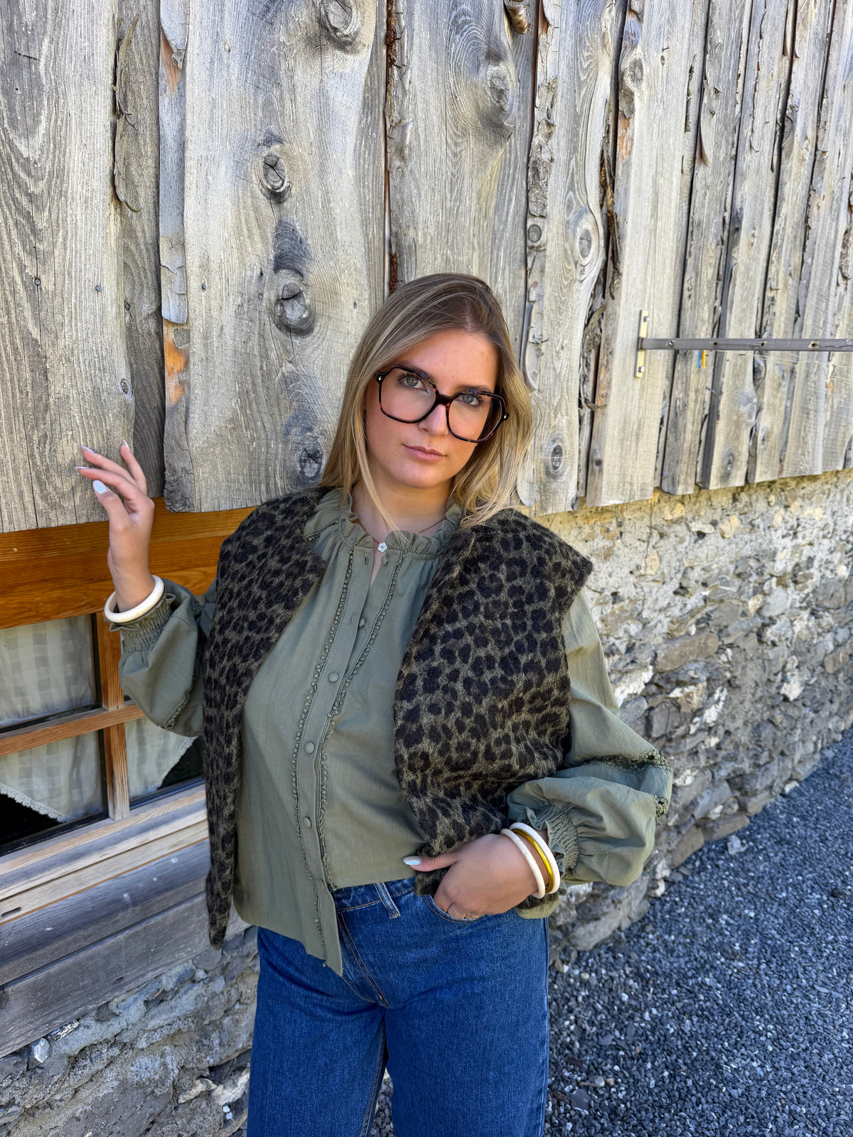 Gilet sans manches LOUNA léopard  🇮🇹