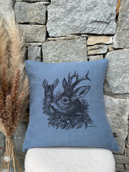 Coussin carré CHEVREUIL ET CHEVRETTE
