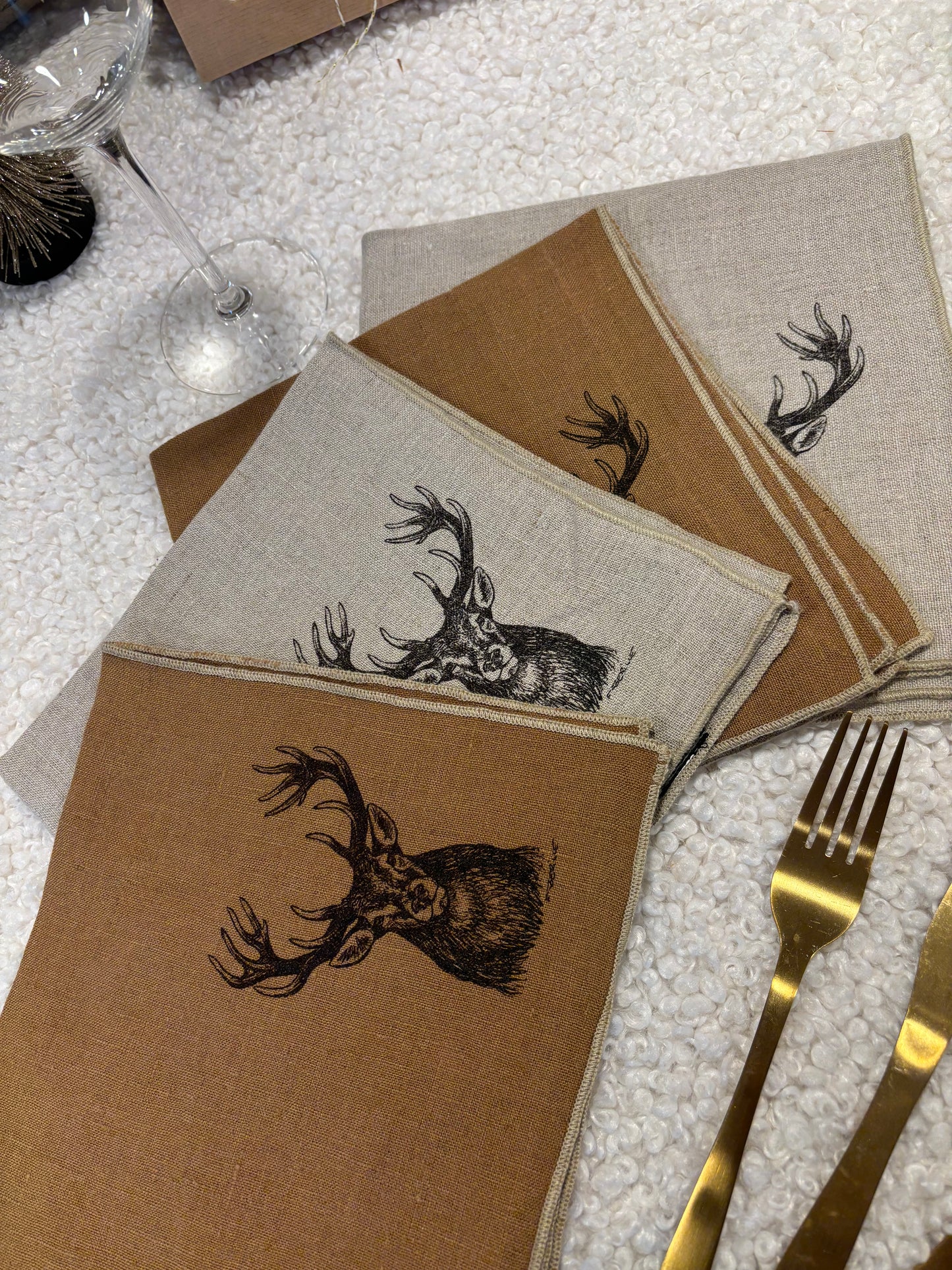 Coffret 4 serviettes de table CERF