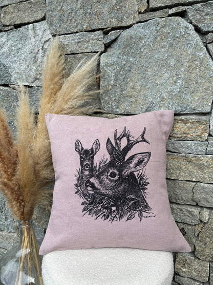 Coussin carré CHEVREUIL ET CHEVRETTE
