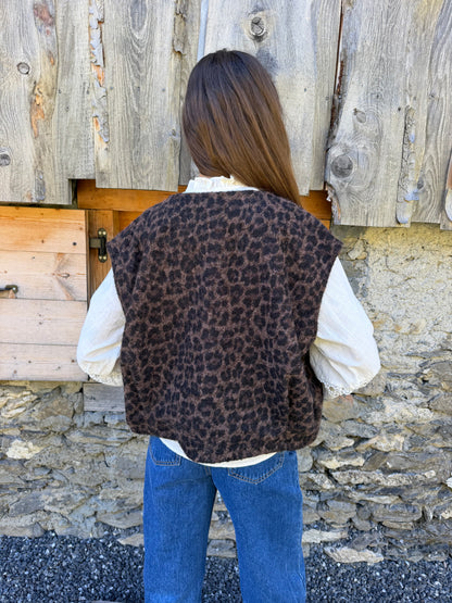Gilet sans manches LOUNA léopard  🇮🇹